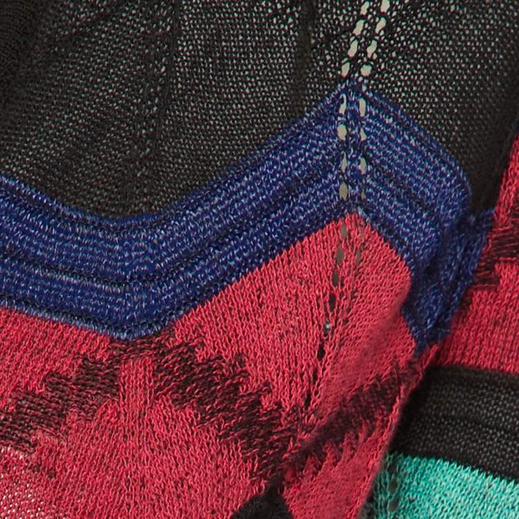 Pre Owned M Missoni Multicolor Chevron Knit Open Front Cardigan S