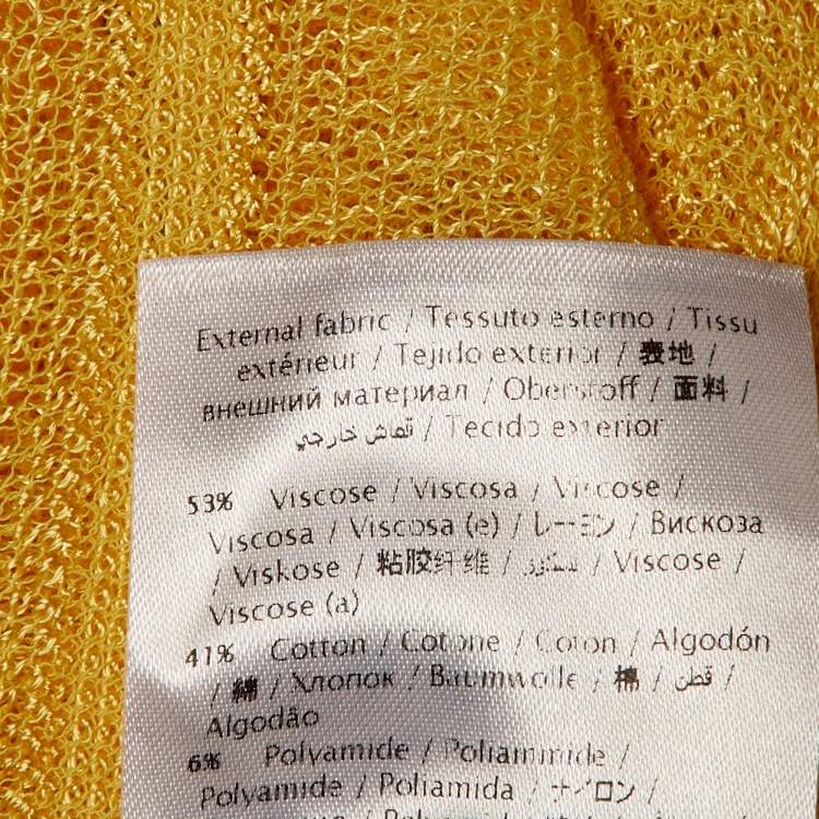 Pre Owned M Missoni Yellow Chevron Knit Sheer Top L