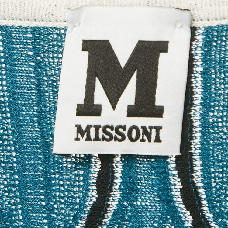 Pre Owned M Missoni Sea Green Wave Pattern Knit T-Shirt L