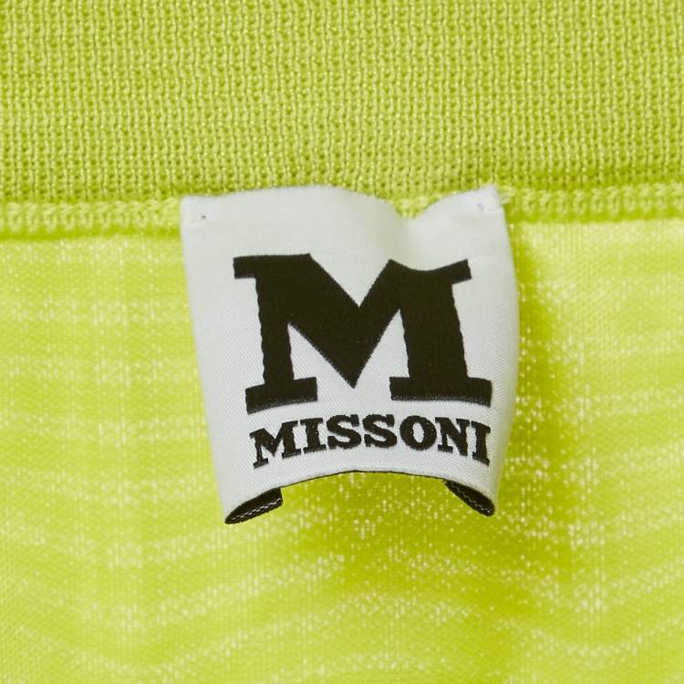 Pre Owned M Missoni Neon Green Wool Blend Knitted Maxi Skirt L