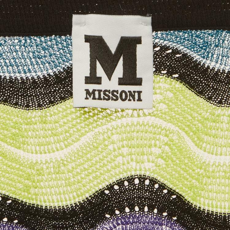 Pre Owned M Missoni Multicolor Chevron Knit Open Front Cardigan L
