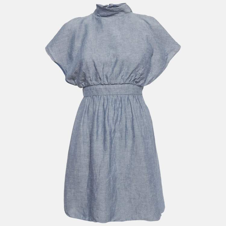 Pre Owned M Missoni Blue Chambray Denim Ruffle Mini Dress XS