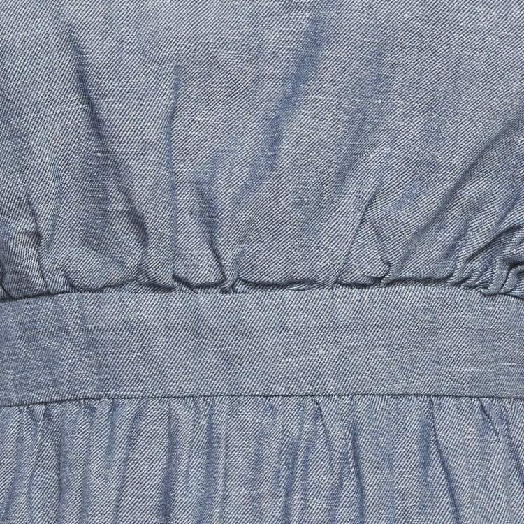 Pre Owned M Missoni Blue Chambray Denim Ruffle Mini Dress XS