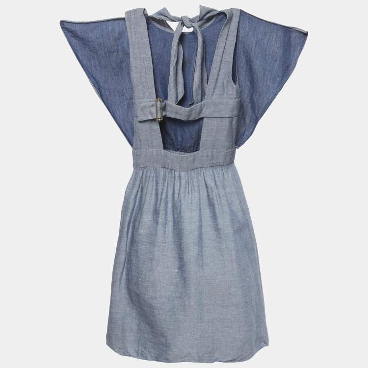 Pre Owned M Missoni Blue Chambray Denim Ruffle Mini Dress XS