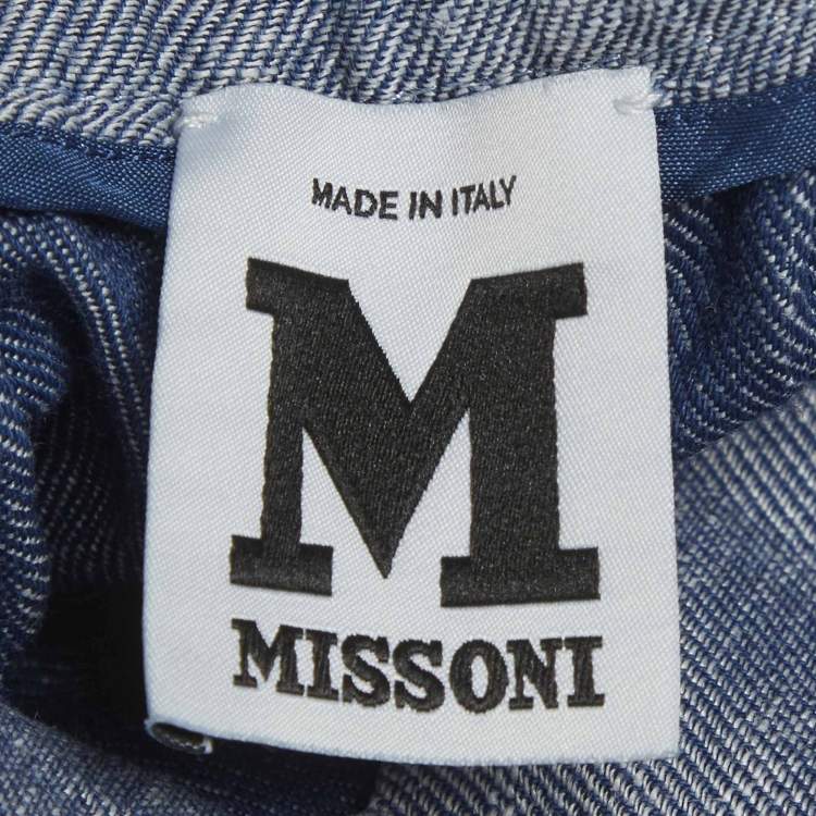 Pre Owned M Missoni Blue Chambray Denim Ruffle Mini Dress XS