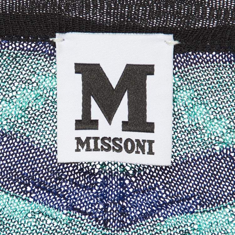 Pre Owned M Missoni Multicolor Chevron Knit Open Front Cardigan L
