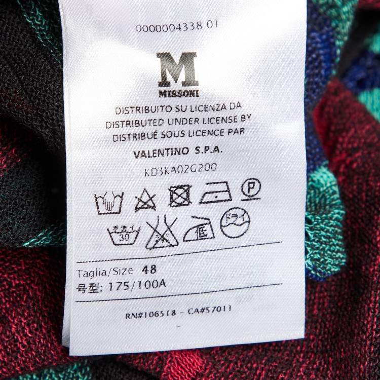 Pre Owned M Missoni Multicolor Chevron Knit Open Front Cardigan L