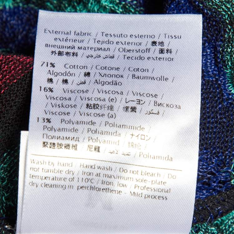 Pre Owned M Missoni Multicolor Chevron Knit Open Front Cardigan L