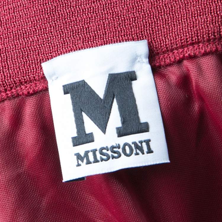 Pre Owned M Missoni Maroon Patterned Knit Maxi Skirt M