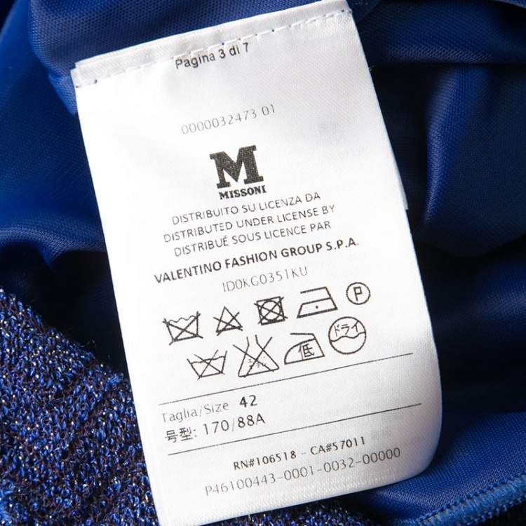 Pre Owned M Missoni Navy Blue Lurex Knit Chevron Pattern Maxi Skirt M