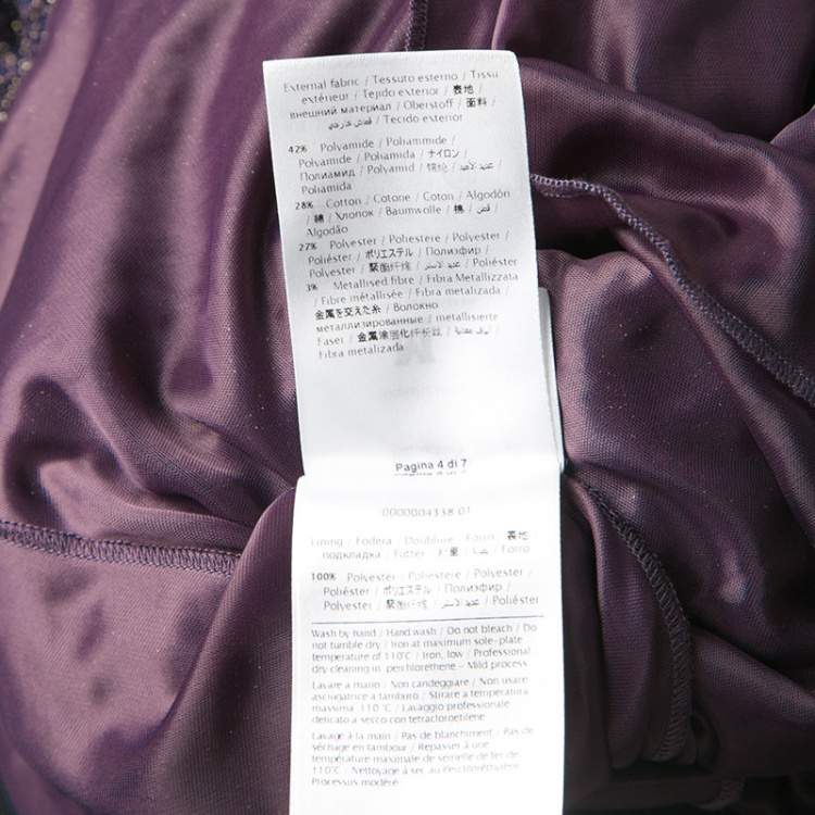 Pre Owned M Missoni Purple Lurex Perforated Knit Pleated Skirt M