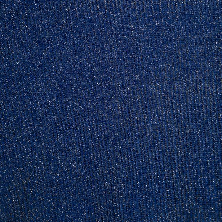Pre Owned M Missoni Blue Lurex Perforated Knit Oversized Top S