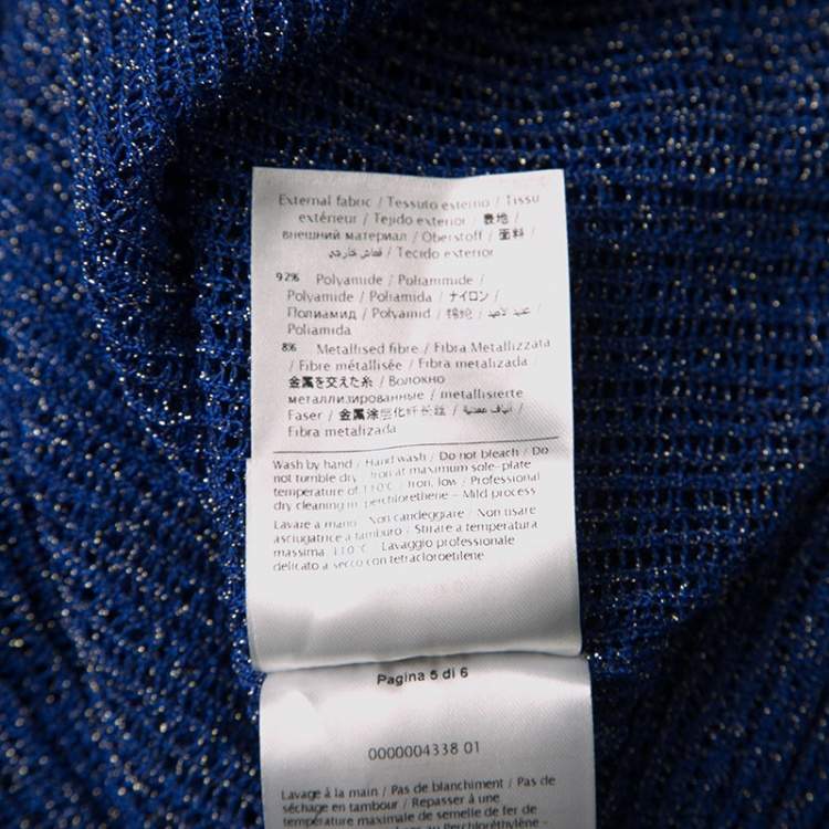 Pre Owned M Missoni Blue Lurex Perforated Knit Oversized Top S