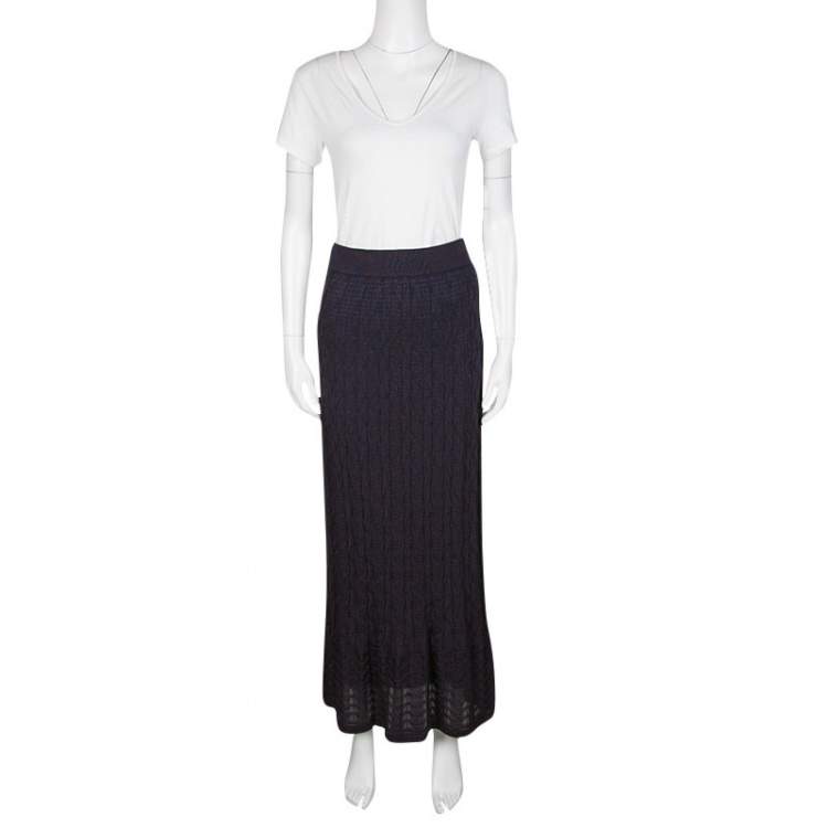 Pre Owned M Missoni Purple Patterned Knit Maxi Skirt M
