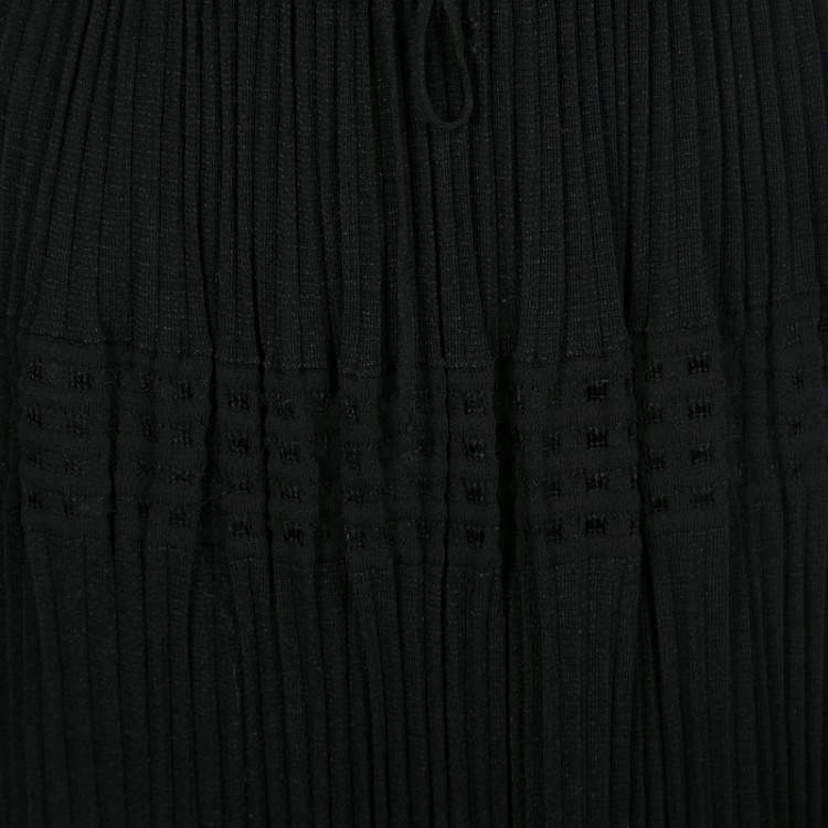 Pre Owned M Missoni Black Lurex Perforated Knit Pleated Skirt M