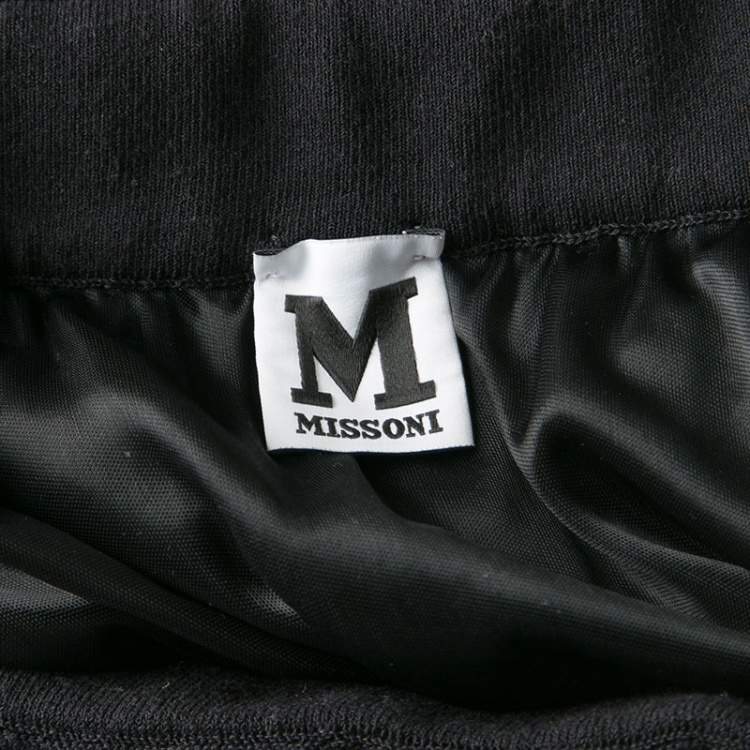 Pre Owned M Missoni Black Lurex Perforated Knit Pleated Skirt M