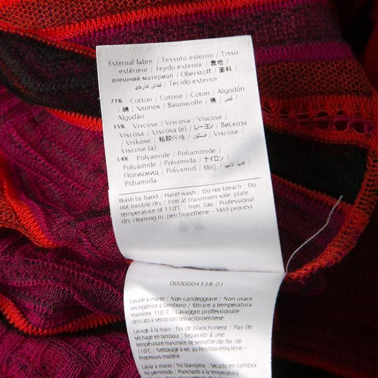 Pre Owned M Missoni Multicolor Striped Perforated Textured Knit Top M