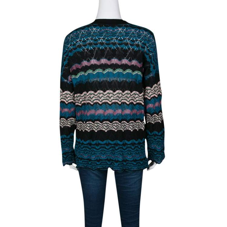 Pre Owned M Missoni Multicolor Patterned Perforated Knit Sweater S