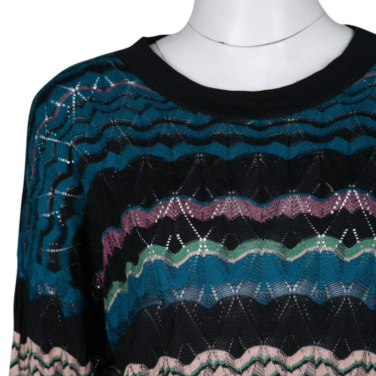 Pre Owned M Missoni Multicolor Patterned Perforated Knit Sweater S