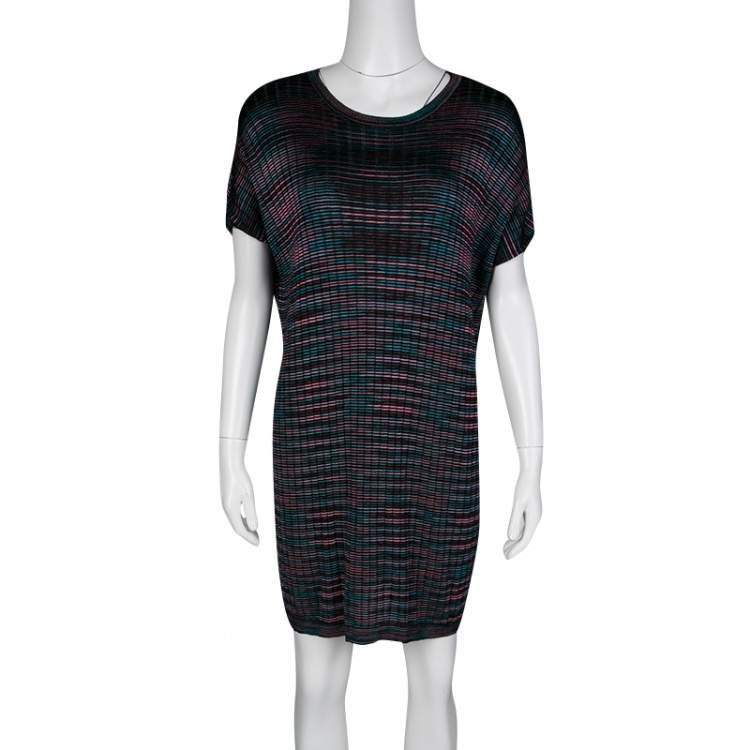Pre Owned M Missoni Multicolor Patterned Knit Short Sleeve Tunic M