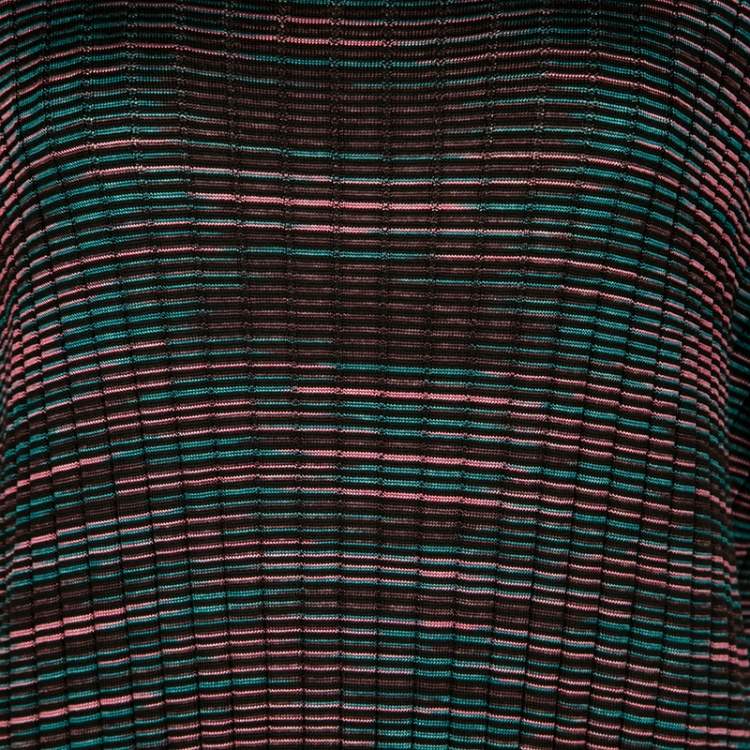 Pre Owned M Missoni Multicolor Patterned Knit Short Sleeve Tunic M