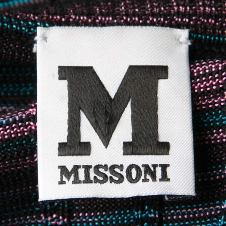 Pre Owned M Missoni Multicolor Patterned Knit Short Sleeve Tunic M