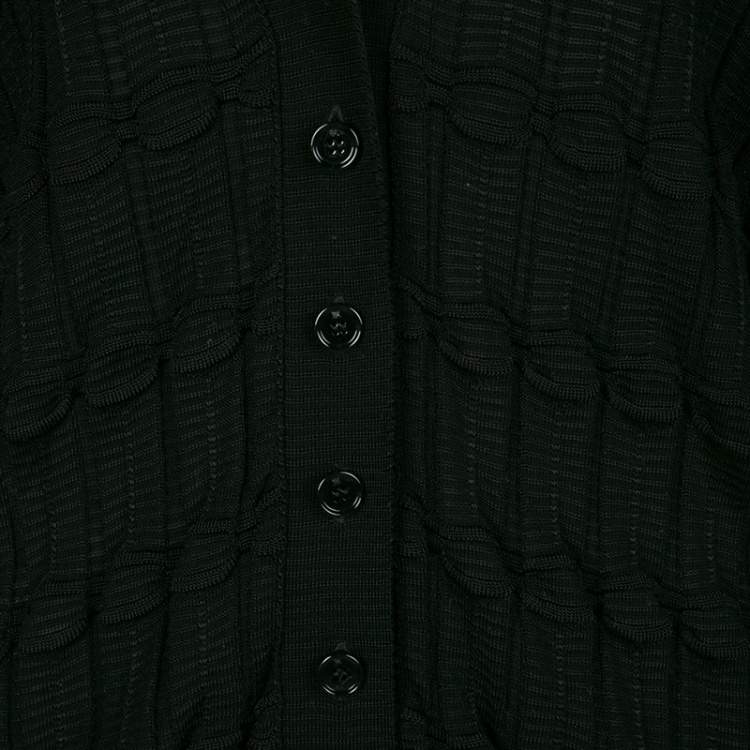 Pre Owned M Missoni Black Patterned Rib Trim Short Sleeve Cardigan S