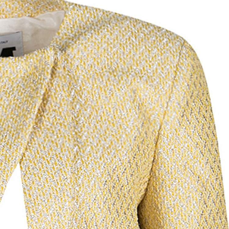 Pre Owned M Missoni Metallic Yellow Textured Cropped Jacket M