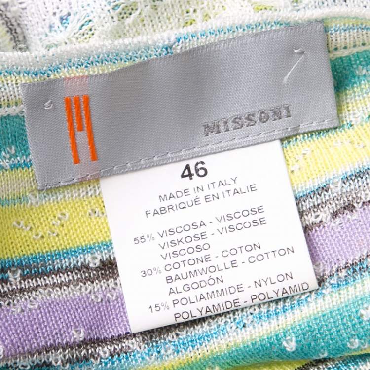 Pre Owned M Missoni Multicolor Striped Floral Crochet Knit Sleeveless Top L