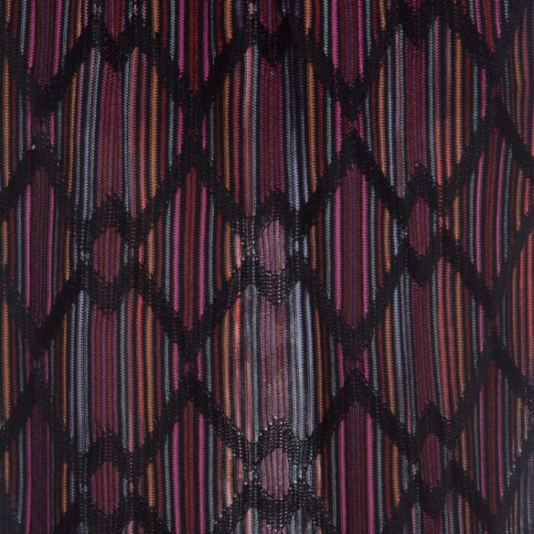 Pre Owned M Missoni Multicolor Striped Knit Chevron Pattern Maxi Skirt M