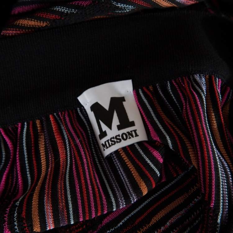 Pre Owned M Missoni Multicolor Striped Knit Chevron Pattern Maxi Skirt M