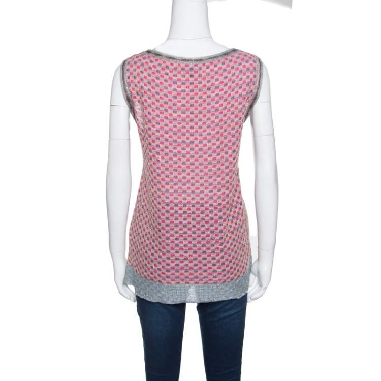 Pre Owned  M Missoni Multicolor Patterned Lurex Knit Sleeveless Top L