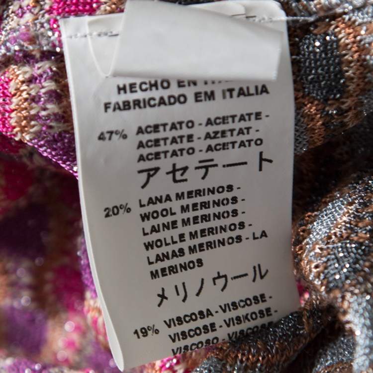 Pre Owned M Missoni Multicolor Patterned Lurex Knit Open Front Cardigan L