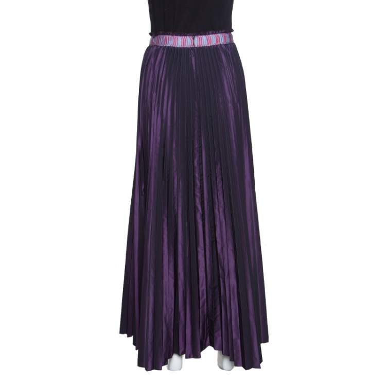Pre Owned M Missoni Purple Accordion Pleated Midi Skirt S