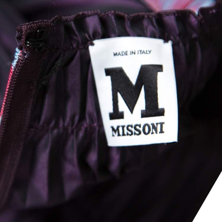 Pre Owned M Missoni Purple Accordion Pleated Midi Skirt S