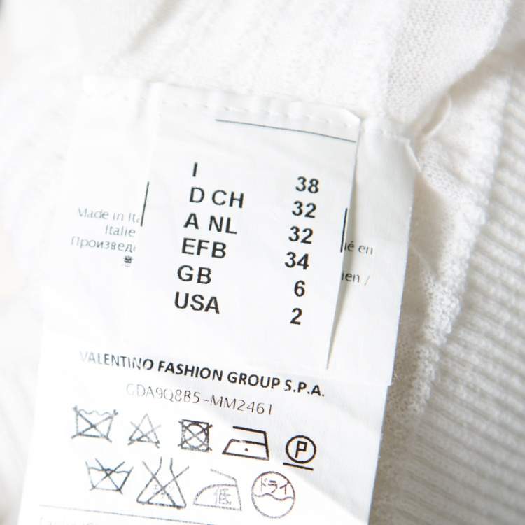 Pre Owned M Missoni White Perforated Knit Cropped Cardigan S