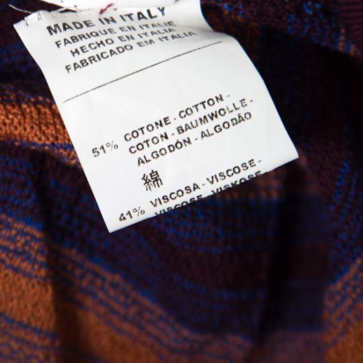 Pre Owned M Missoni Brown and Blue Striped Knit Tie Detail Racer Back Top M