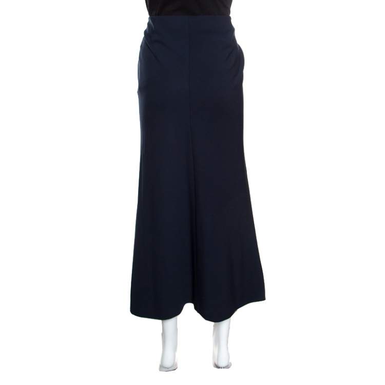 Pre Owned M Missoni Navy Blue Wool Blend Midi Skirt L