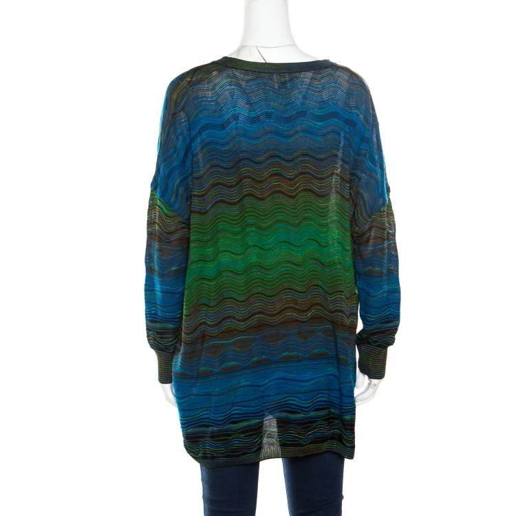 Pre Owned M Missoni Multicolor Patterned Knit Oversized Cardigan M