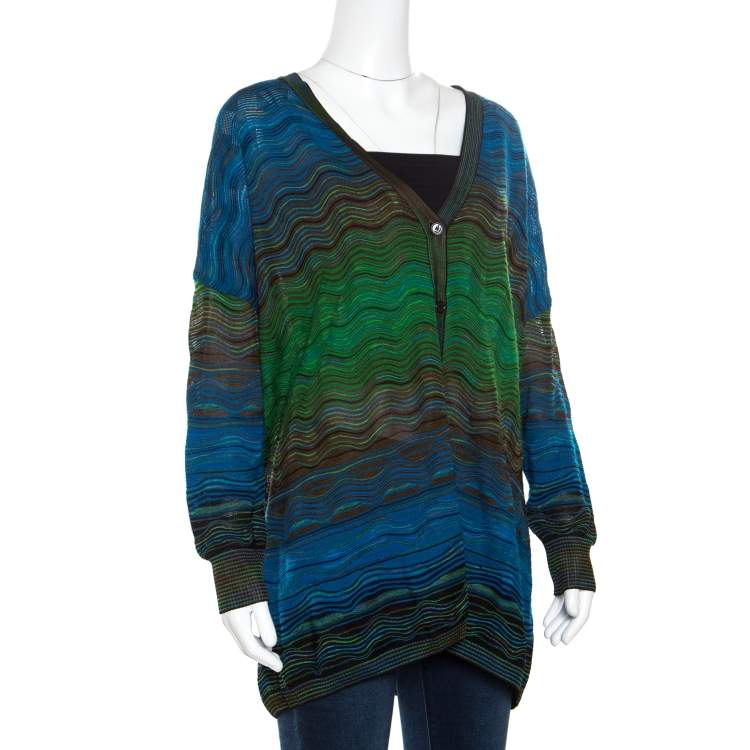 Pre Owned M Missoni Multicolor Patterned Knit Oversized Cardigan M