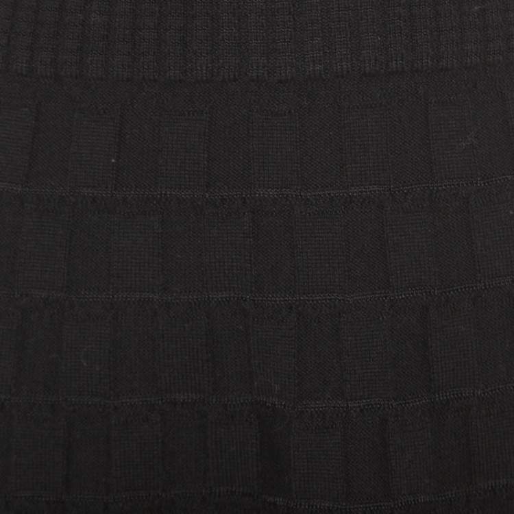 Pre Owned M Missoni Checkerboard Wool Knit Mesh Paneled A Line Skirt S