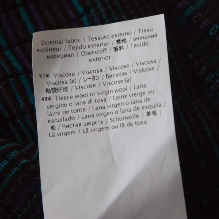 مملوكة مسبقًا M Missoni Multicolor Fleece Wool Blend Dolman Sleeve Shift Dress L