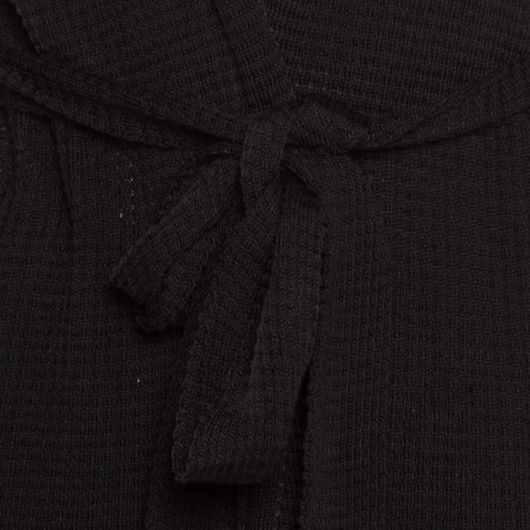 Pre Owned M Missoni Black Perforated Knit Open Front Belted Cardigan L