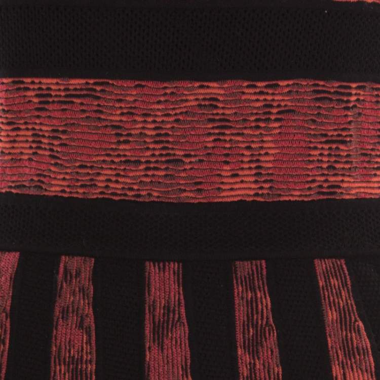 Pre Owned M Missoni Marled Bicolor Mesh Insert Cut Out Detail Striped Sleeveless Dress M