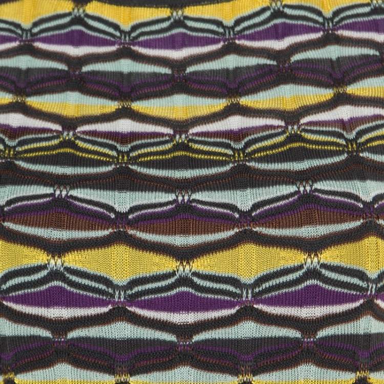 Pre Owned M Missoni Multicolor Patterned Jacquard Knot Sleeveless Top S