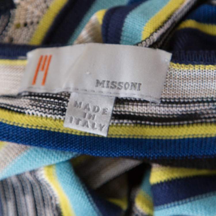 Pre Owned M Missoni Multicolor Striped Perforated Knit Side Tie Detail Sleeveless Top S