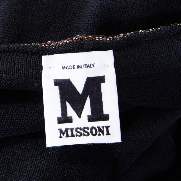 Pre Owned M Missoni Black Knit Contrast Metallic Trim Detail Sleeveless Dress S