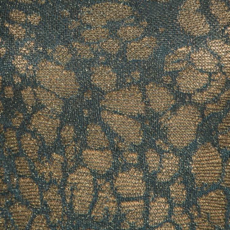 Pre Owned M Missoni Blue Floral Jacquard Lurex Knit Long Sleeve Cross Back Mini Dress S