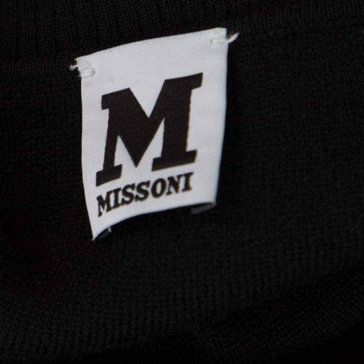 Pre Owned M Missoni Black Patterned Dobby Knit Boxy Sweater Top M