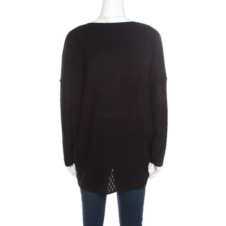 Pre Owned M Missoni Black Patterned Dobby Knit Boxy Sweater Top M